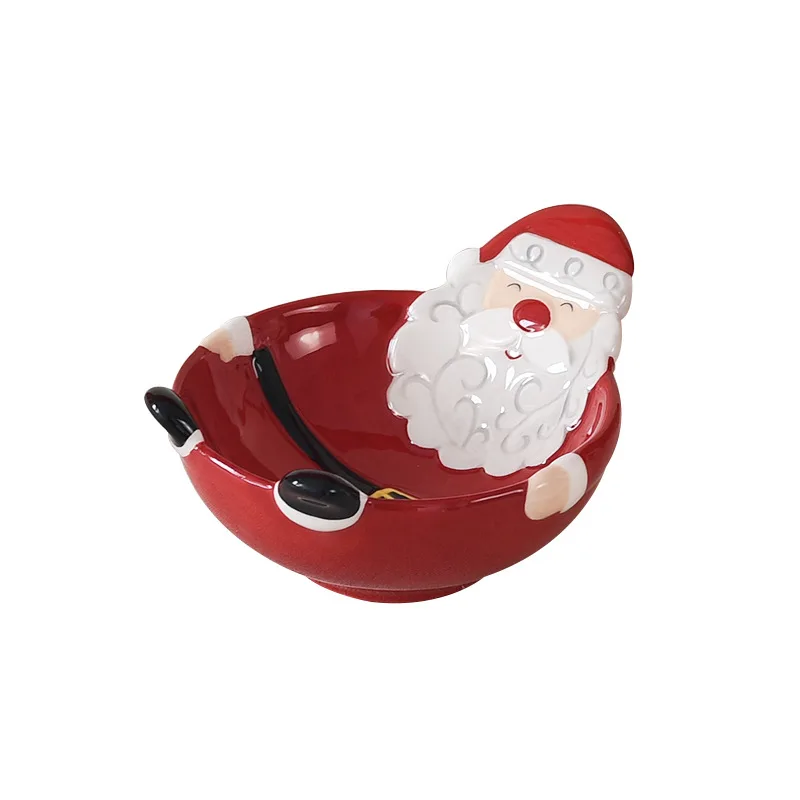 Nordic Santa Claus Ceramic Bowl Creative Relief Breakfast Oatmeal Salad Bowl Noodle Rice Soup Bowls Christmas theme Tableware