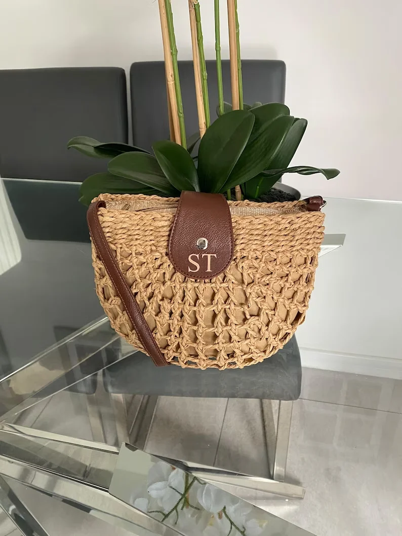 Shoulder Tote Bag Crossbody Straw Bag Beach Bridesmaid Custom Bags Casual Personalised Women's Handbag Wedding Gifts For her