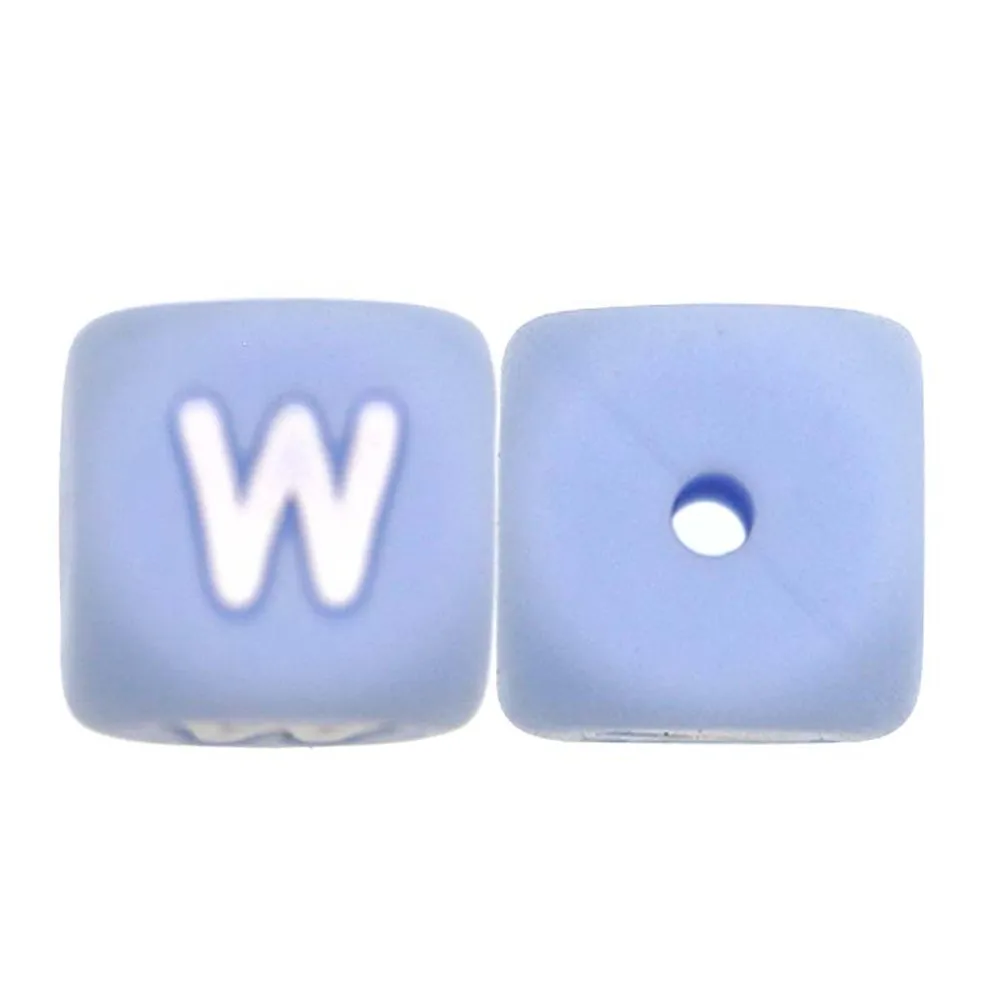 Sunrony 10~100Pcs Silicone Letter Beads 12MM Blue Square Alphabet Spacer Bead DIY Name Bracelet For Jewelry Making image 3