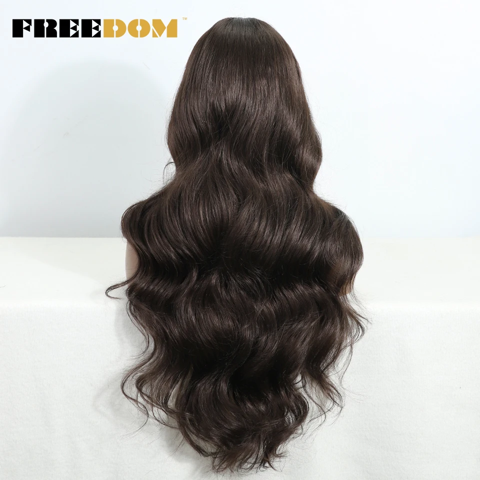 FREEDOM Synthetic Lace Front Wigs For Women Natural Wig Woman Body Wave Brown Ombre Grey Lace Wig Heat Resistant Cosplay Wig