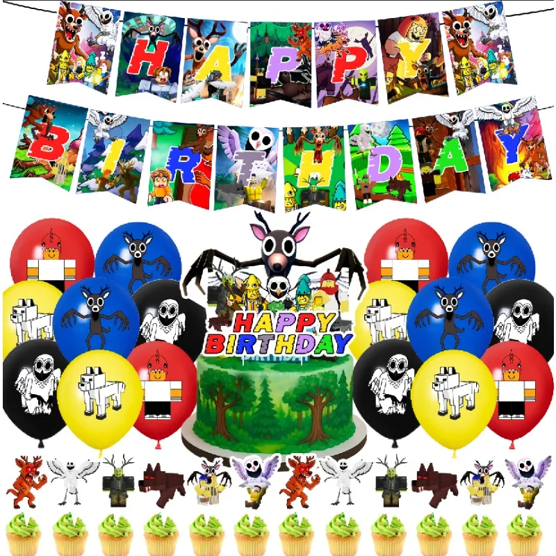 99 ليالًا في الغابة لتزيين حفلات أعياد الميلاد تحت عنوان 99 ليلةًا في لافتة الغابة، بالونات الكيك