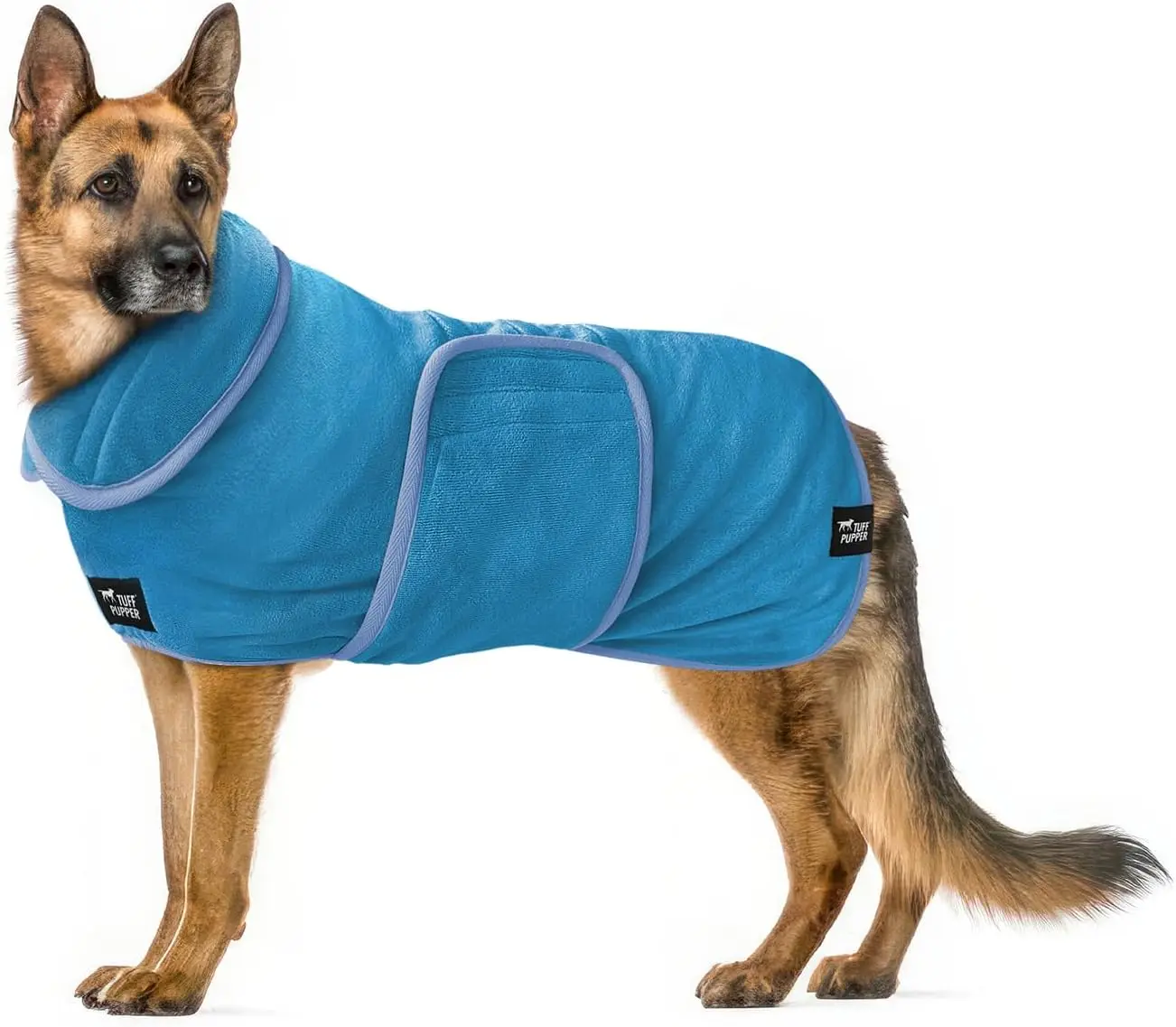 

Super Absorbent Dog Bathrobe, 800 GSM Plush, Fast Drying, Adjustable Hood & Belly Strap, Soft & Cozy, Blue XXXL