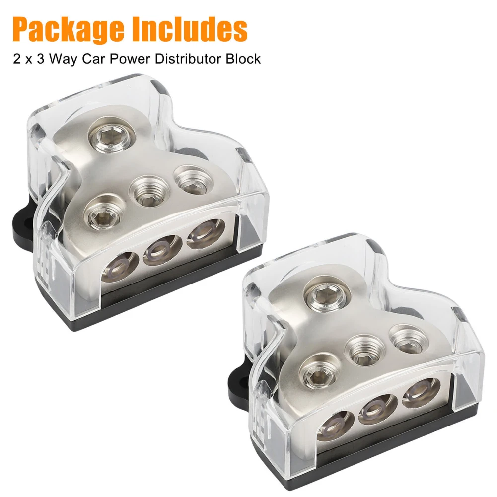 3 Way Power Distribution Block 1 x 0 Gauge In / 3 x 4 Gauge Out Ground Distributor For Auto Car Audio Splitter 2 Pack Drop Shipp