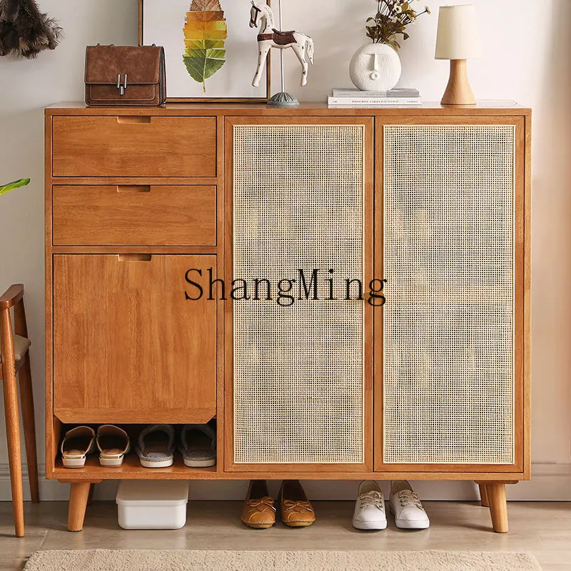 

FG shoe changing stool, solid wood entrance hall integrated cabinet, door entrance storage cabinet