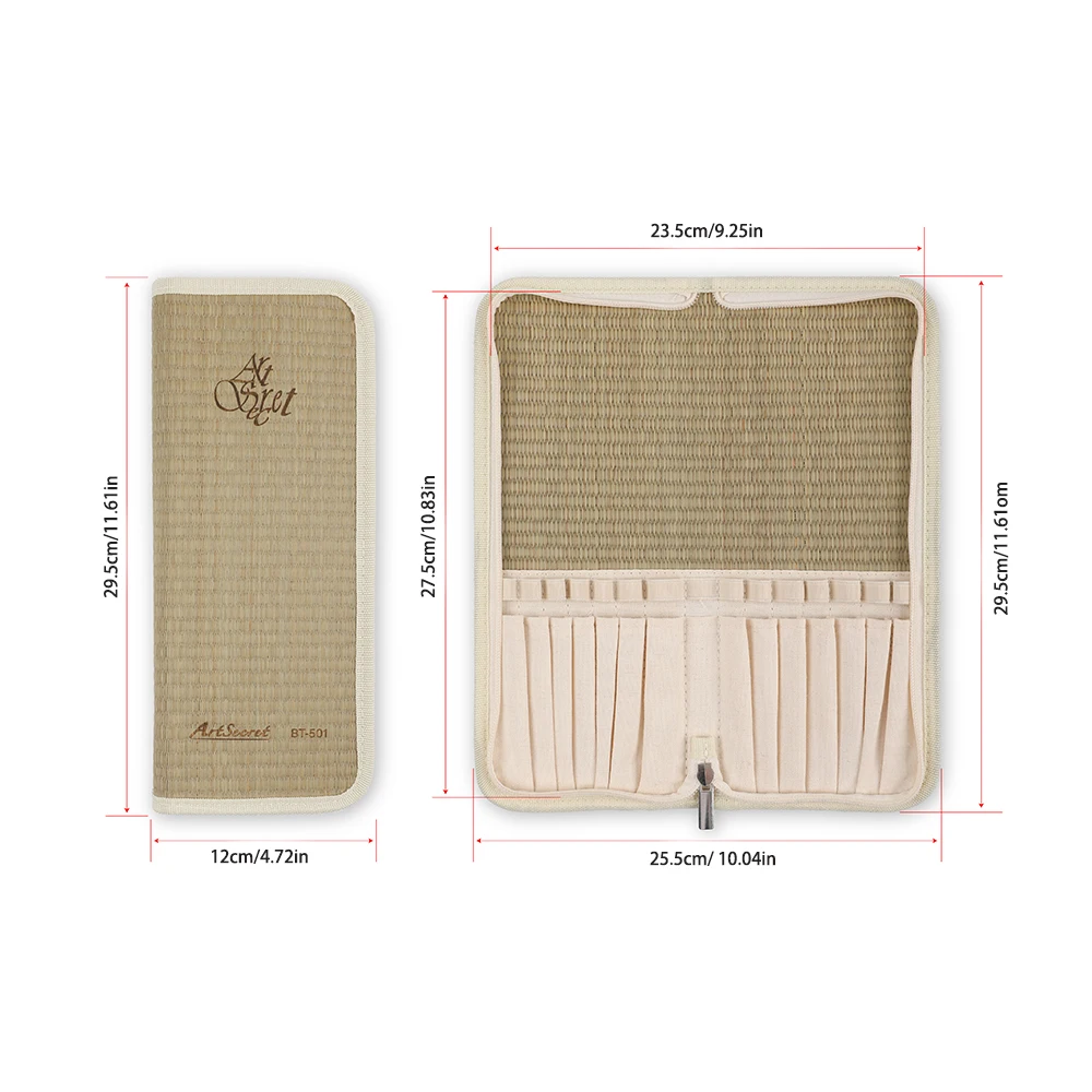 Artsecret 25.5*27.5 centimetri Sacchetto di Paglia per Pianting Pennelli Artista Disegna Penna Acquerello Wrap Olio Pennello Custodie Supporto Senza Pennelli
