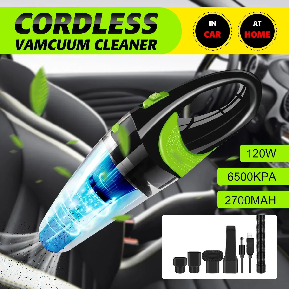 

120W 6500pa 12V Car Vacuum Cleaner Car Handheld Vacuum Cleaner Wet & Dry Dual Use Portable Vacuum Cleaners Auto for Home Office