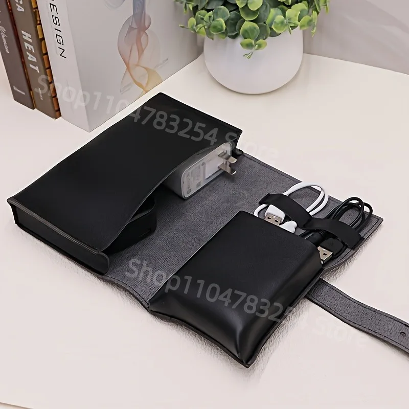 

PU Leather Multi-Compartment Organizer-Portable Tech School Accessories Case for Cables,Chargers,Pens-Durable Travel Storage