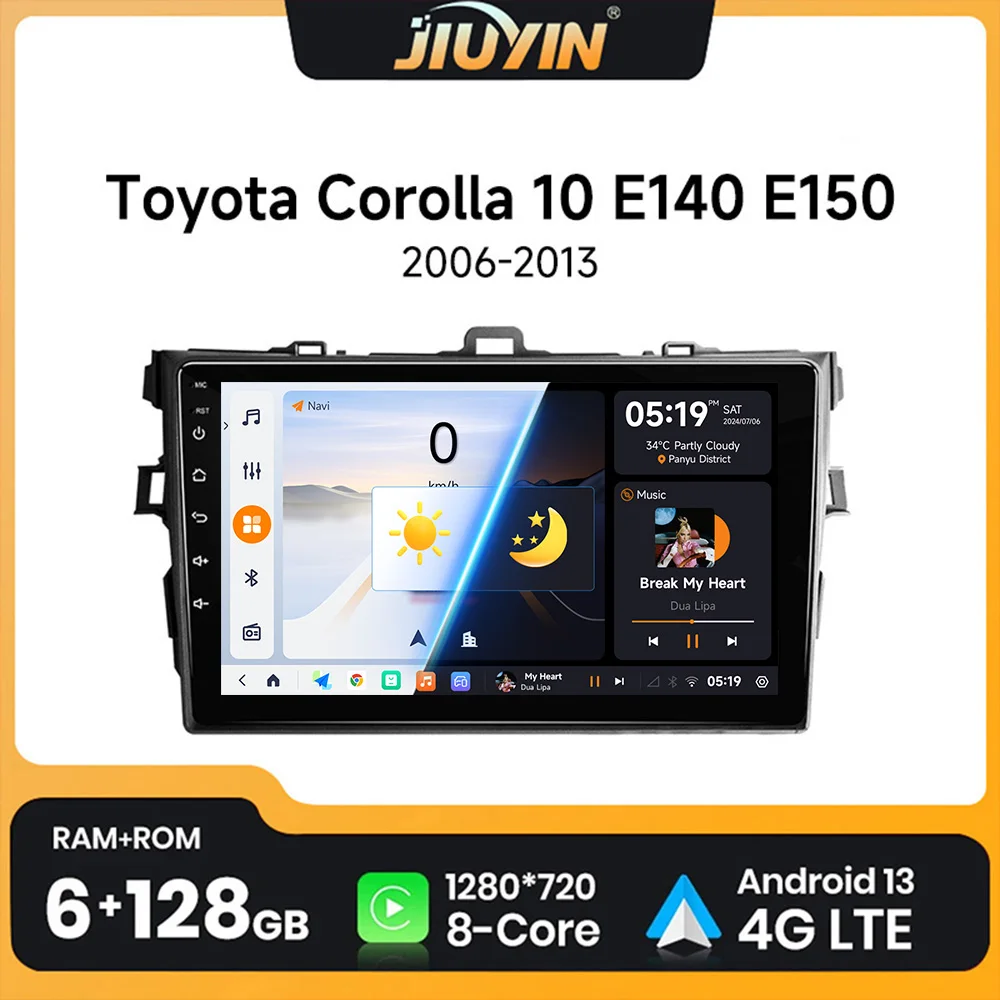 

9" Android13 Car Stereo Radio for Toyota Corolla E140/150 2007 2008 2009 2010 2011 2012 2013 Multimedia Player 2 Din DVD Speaker