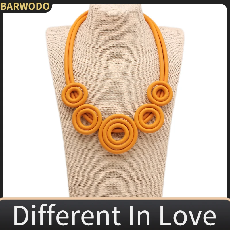 BARWODO Simple Double Layer Necklace For Women Lucky Round Choker Trend Elegant Jewelry Pendant Goth Accessories Rubber Necklace