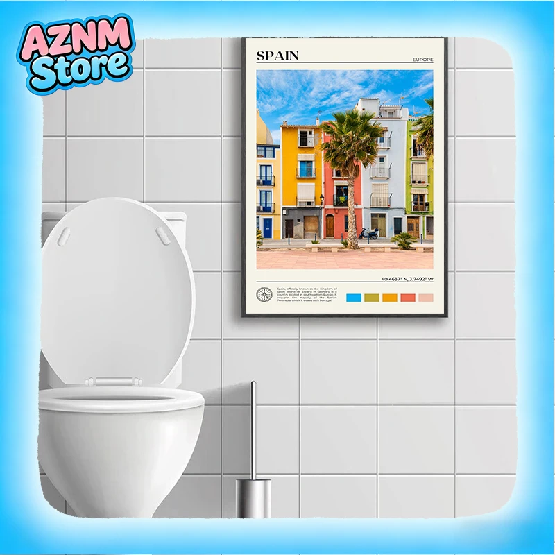 Póster de paisajes de viaje de España, Sevilla, Mallorca, Barcelona, Ibiza, Madrid, Alicante, pintura en lienzo, imagen artística de pared, decoración para oficina y hogar