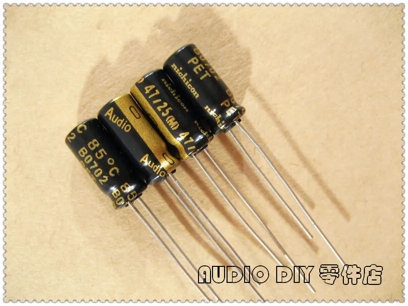 Imagem -02 - Nichicon Audio Series 47 uf 25 v 25v47uf Capacitor Eletrolítico de Áudio 20 Peças 100 Peças