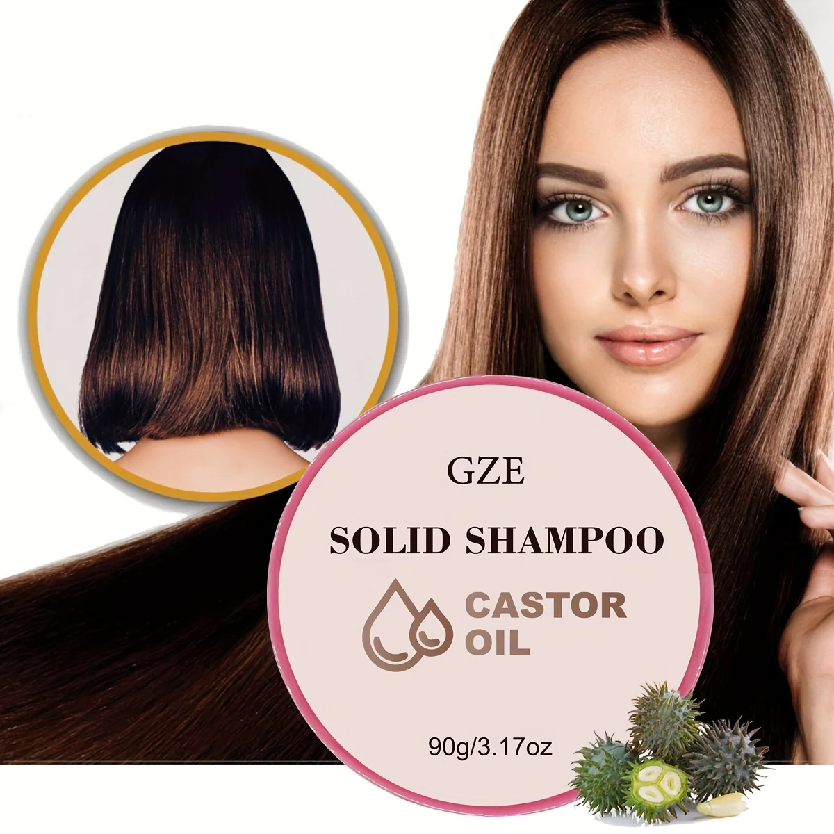 GZE Castor Oil Nourishing Shampoo Bar | Bottle-free Eco-friendly | Shampoo Hydrates & Moisturizes Dull and Dry Hair