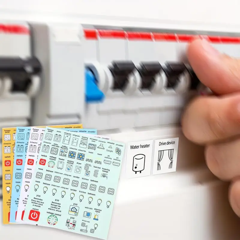 Hot Sale 2/5Sheets Self-adhesive Waterproof English Version Electric Box Electric Circuit Breaker Panel Label Decorative Sticker