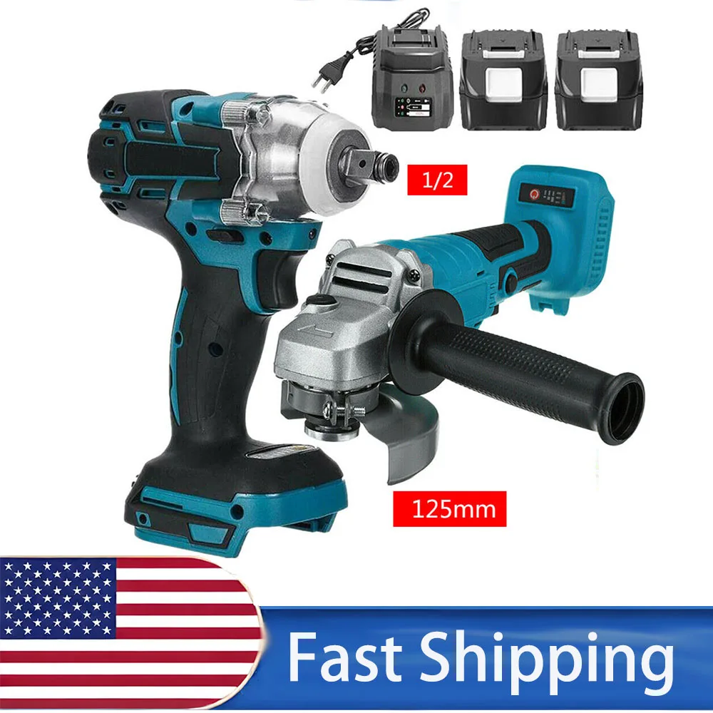 

Бесщеточный электрический гаечный ключ 125 мм, ударный гайковерт, многофункциональные гаечные ключи, электроинструмент с двумя батареями и одной зарядкой, стандарт США