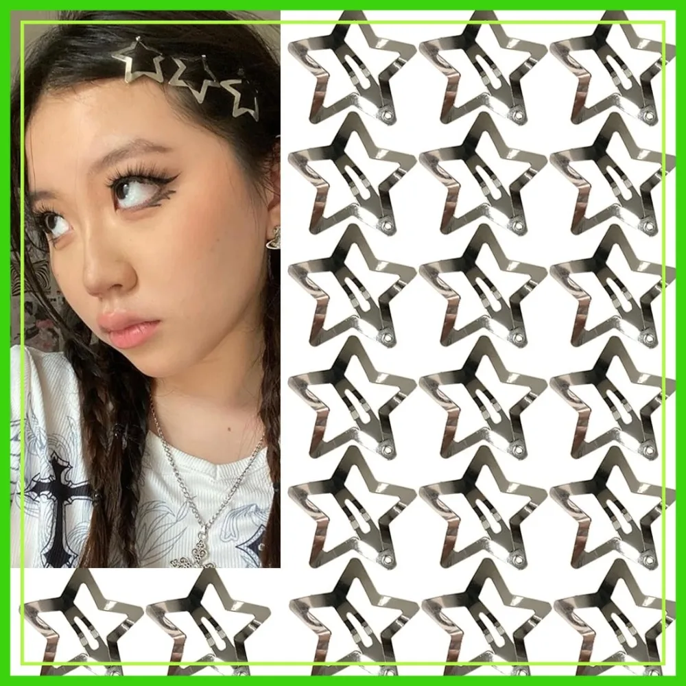 

20 Pcs 1.22" Star Hair Clips, Metal Snap Barrettes for Girls Women, Non-Slip Y2K Hair Accessories