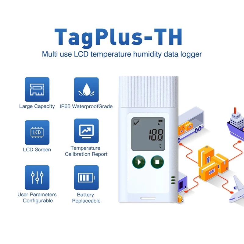 Perekam suhu USB penyimpanan Data kapasitas besar pencatat temperatur rantai dingin penyimpanan buah dingin
