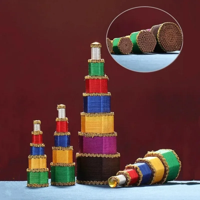 Torre de incienso de hilo de cinco colores, incienso tibetano Natural, salón budista interior, aromaterapia, decoración del hogar, espíritu calmante