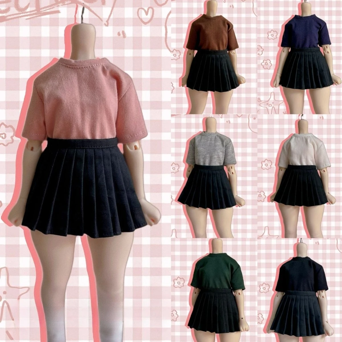 1pc Doll's Clothes Solid Color Short Sleeved T-shirt for 40/45/70/75cm Male Female Bjd Doll Dress Up 1/4 1/3 Doll Accessories