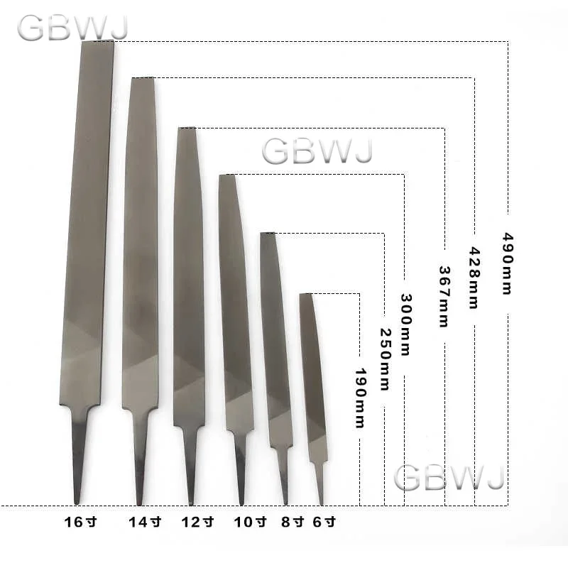 6/8/10/12/14/16 Inch T12 Koolstofstaal Bestand Platte Bestand Fijn/Medium/Grob Getande Platte Bestanden Raspen Hand Bestand Tool 1 Stuks