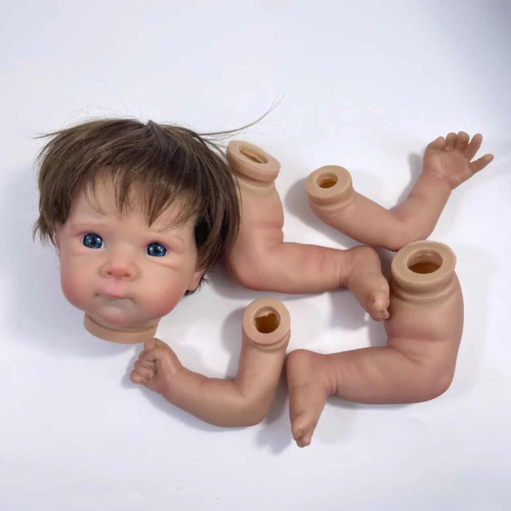 

19 Inch Painted Vinyl Reborn Doll Kit Bettie With Hair Transplant and Eyelashes 3D Painted Skin Visible Veins Handmade Mold