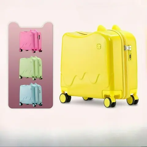 Kid's Luggage Light and Portable Combination lock Suitcase Children 18 Inch Cartoon Children's Travel Suitcase