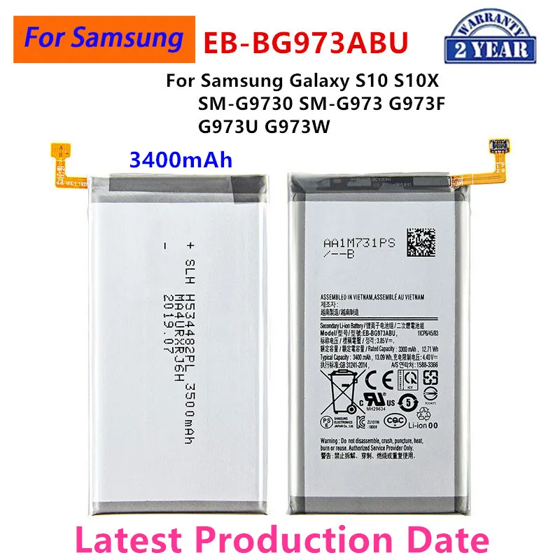 Brand New EB-BG973ABU 3400mAh Battery For Samsung Galaxy S10 S10 X SM-G9730 SM-G973 G973F G973U G973W Mobile Phone +Tools