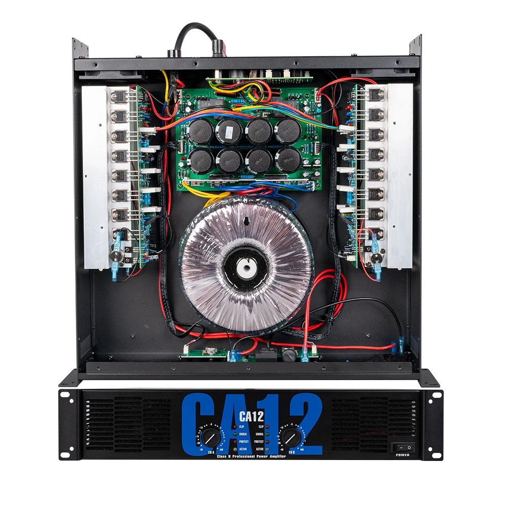 CA12 profesional Clase H 2U 8 Ohms 2 canales 2*800W HI-PASS/LO-PASS Line Array altavoces amplificador de potencia