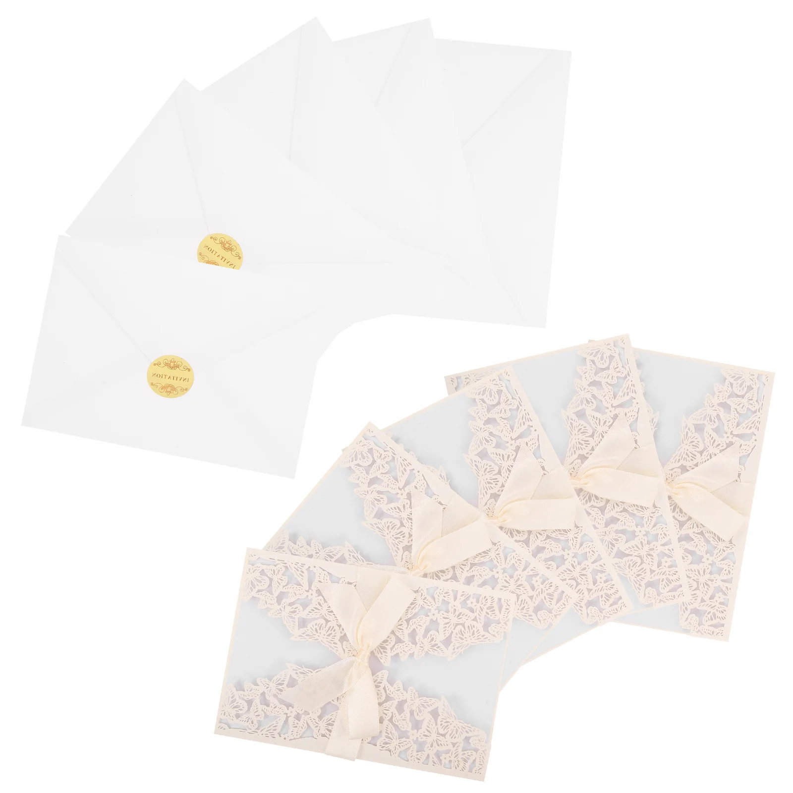 

5 set Wedding Invitations Set Laser Cut Butterfly Floral Design Boho Lace Paper Diy Invitation Cards For Anniversary Engagement