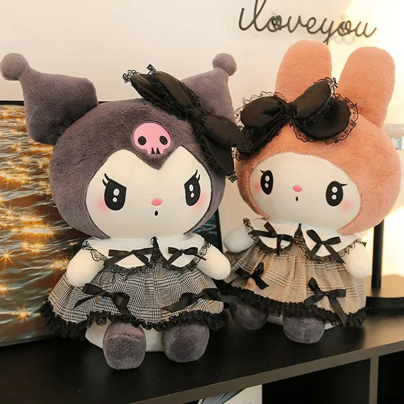 

Sanrios Black Kuromi Mymelody Plush Stuffed Dolls Kawaii Cartoon Sofa Cushion Pillow Dark Gothic Lace Toy Birthday Gift For Girl