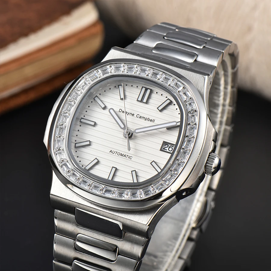 NH35 무브먼트, 다이아몬드 세팅 베젤, 사파이어 글래스, 방수 손목시계를 갖춘 42.5mm 완전 자동 기계식 시계