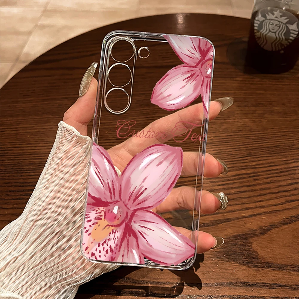 Orchideenblumen-Hülle für Samsung Galaxy S26 S25 S24 S23 Ultra S22 S21Plus FE A57 A56 A55 A54 A53 A36 A35 A34 5G Klare Weiche Schutzhülle – Detail 7