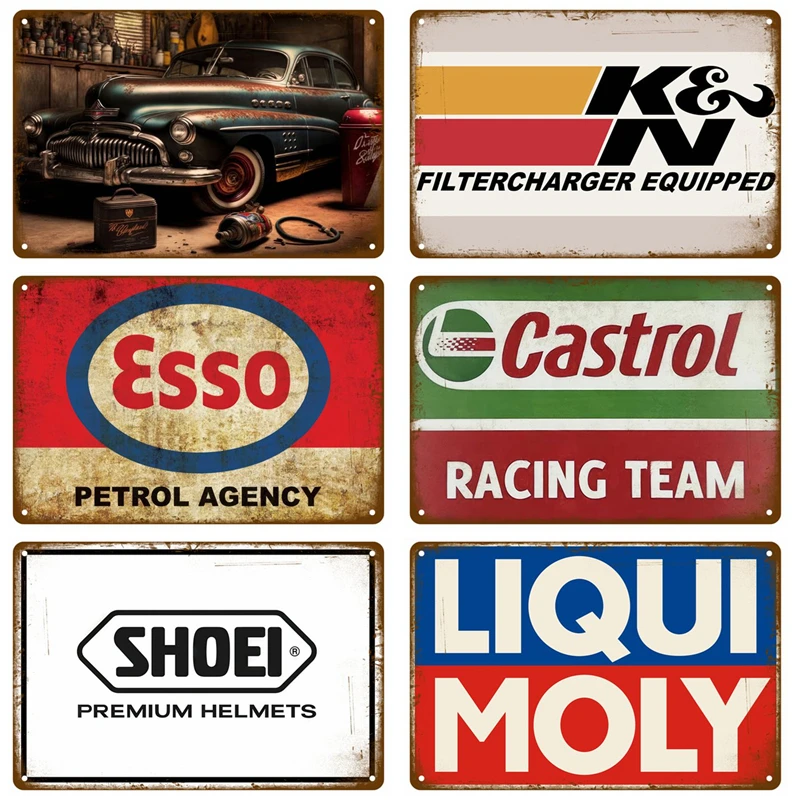 Garage Man Cave Accessories Tin Sign Decor Wall Decoration Retro Motor Oil Gas Racing Metal Sign Vintage Poster For Iron Plate