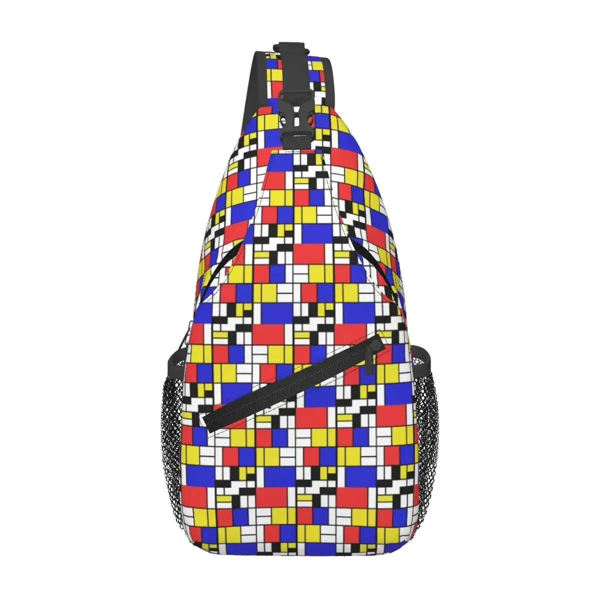 

Piet Mondrian De Stijl Chest Bag Men Sling Crossbody Backpack Chest Bag Traveling Hiking Daypack Shoulder Bag