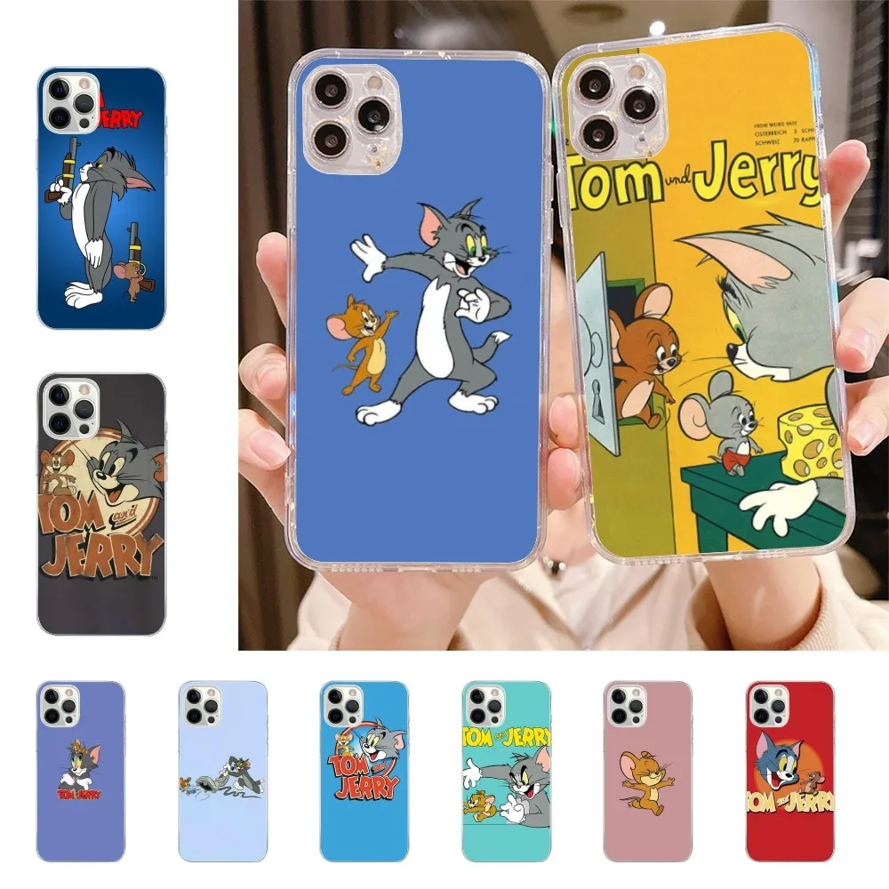 T-Tom And J-Jerry Phone Case For Iphone 15 11 13 14 Pro Max 7 8 Plus X Xr Xs Max Se2020 12mini Transparent Cover