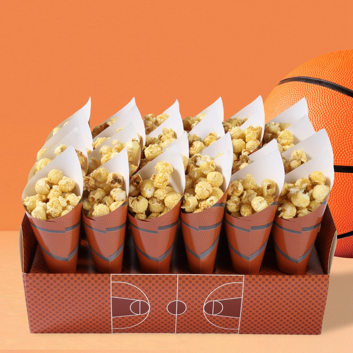 Basketball Paper Tray Cone Shaped Candy Bag for Party Decoration Cookie Popcorn Cones Bags Birthday Party Supplies Paper Holder