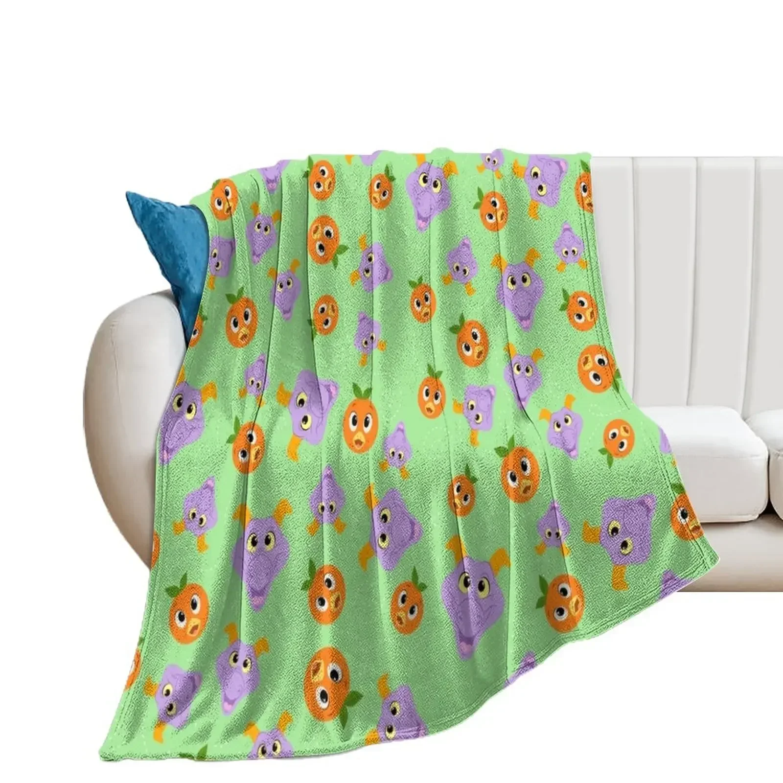 Festival Fresh - Figment and orange bird (green) Throw Blanket Thin Soft Big Furrys Summer Blankets