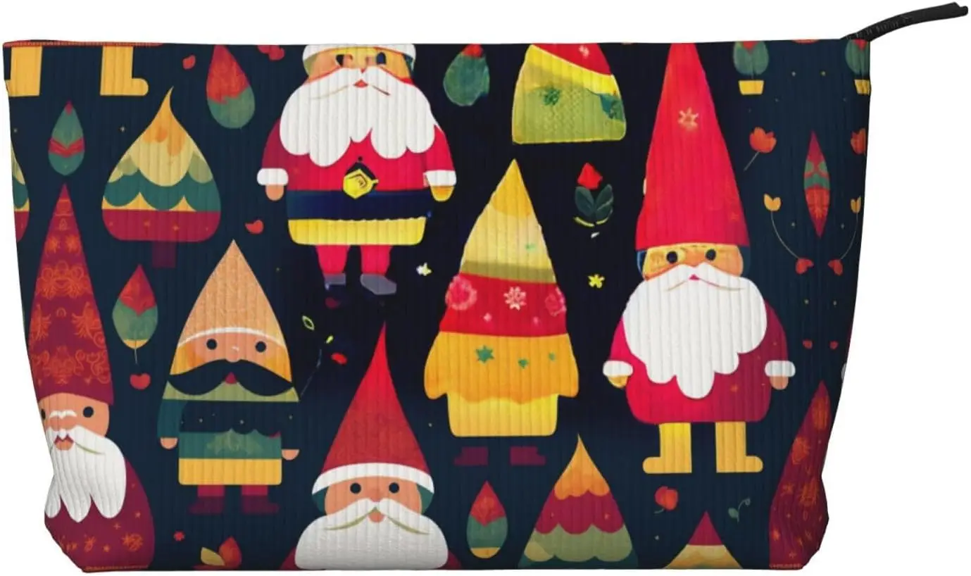 

Santa Claus with a long hat Corduroy cosmetic bag, suitable for travel and daily use, Sturdy Lining, Ensures Longevity