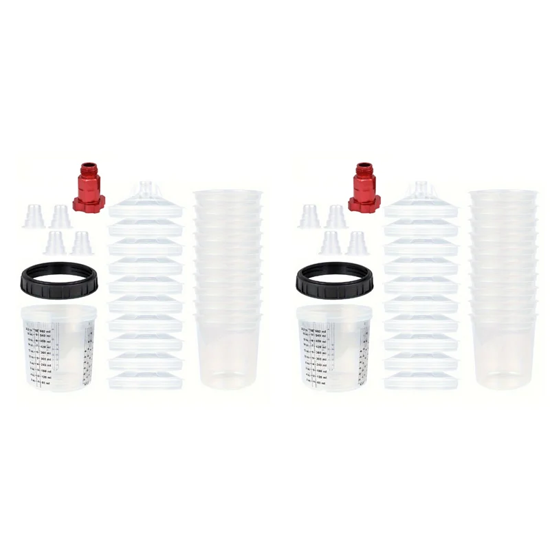 ABBP-2X 600 ml Einweg-Farbbecher mit Anschluss, Sprühbecher, Farbmischbecher, Typ H/O, Schnellbecher zum Sprühen, 16 x 1,5 mm, extern