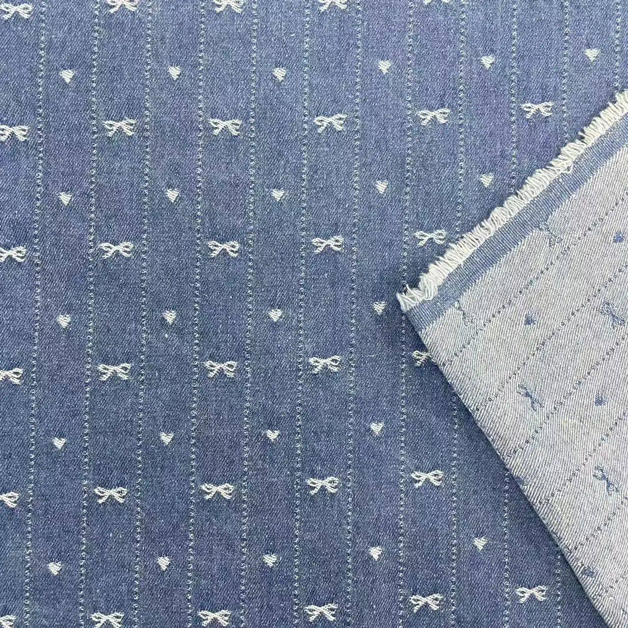 قماش الدنيم مع القلب والقوس الجاكار سميكة غسلها الدنيم لخياطة فساتين ملابس خارجية أكياس السراويل أكياس القبعات DIY بها بنفسك قماش الدنيم #6