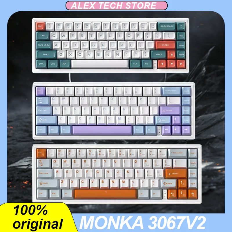 

Monka 3067v2 Mechanical Keyboard Tri-Mode Bluetooth/2.4g/Usb Rgb Backlight Pbt Keycap Hot-Swap Gasket Gaming Keyboard Pc Gifts