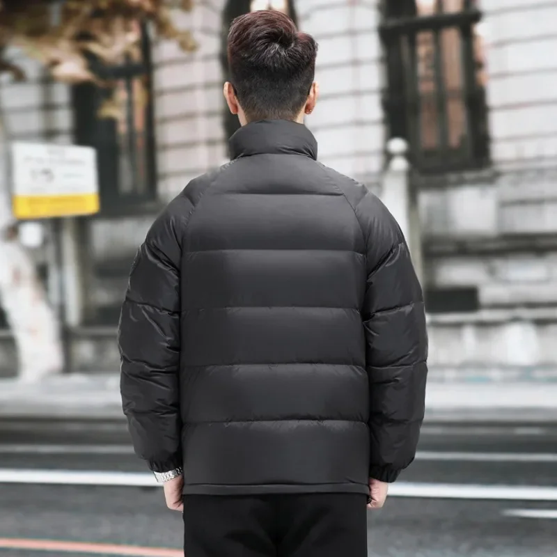 Luxury High-end Black Down Jacket Winter Men White Duck Down Coat Warm Windproof Outerwear Stand Collar Cardigan High Quality