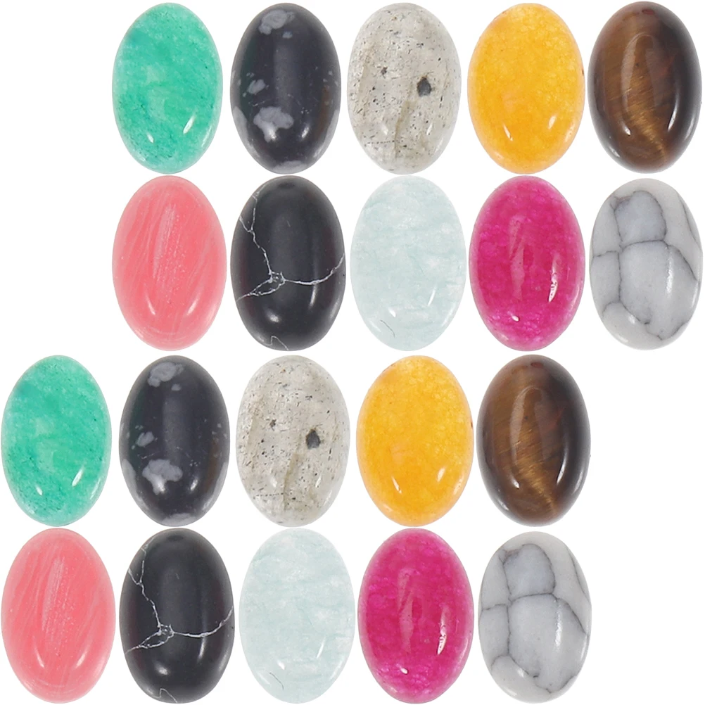 

20pcs Natural Stone Ring Cabochons Fine Polished Beads Crystal Jade Decorative Charms Jewelry Making diy cabochons for jewelry
