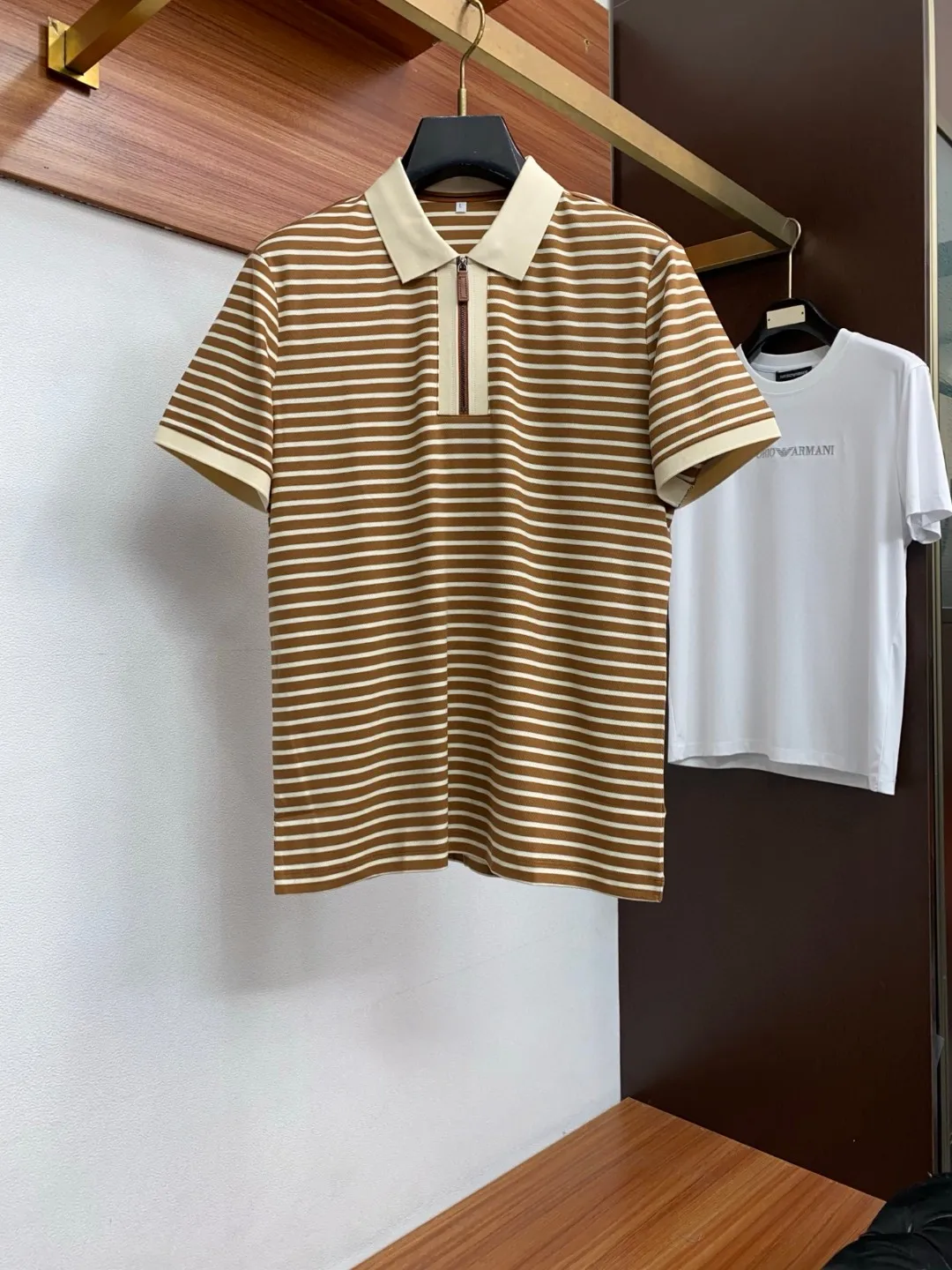 

Итальянская мужская вязаная рубашка-поло класса люкс в стиле преппи, лето 2026, с коротким рукавом, в полоску, с отложным воротником, дышащая