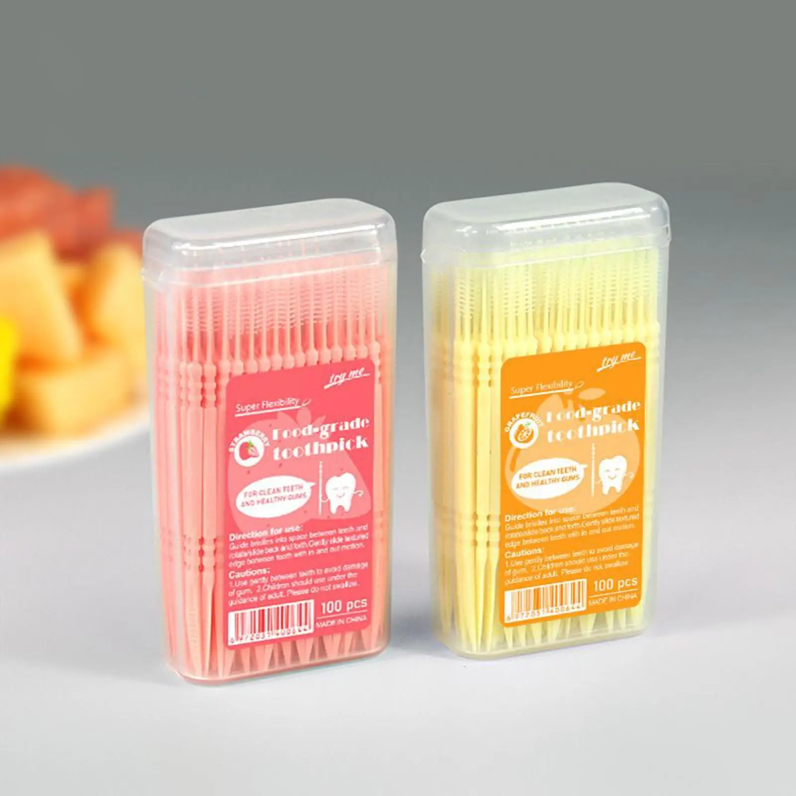 100Pcs Toothpick Brush Boxed Plastic Toothpick Disposable Household Interdental Brush Teeth Picking Dental Floss