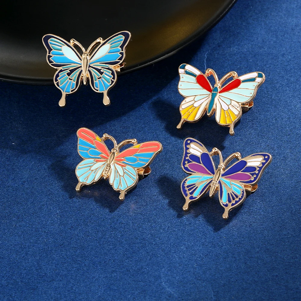 Funny Colorful Butterfly Enamel Brooches Multicolour Insect Metal Pins For Women Girls Backpack Clothing Badge