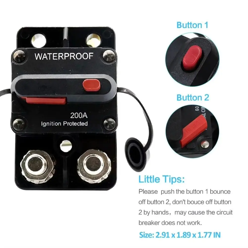 

Waterproof Manual Reset Device Stable Performance Dual Battery Fuse Reset Device Black Overload Protection