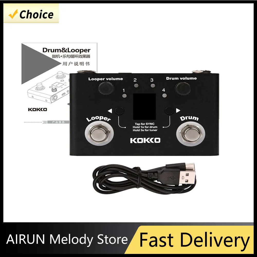 

KOKKO FLD-1 Многофункциональная барабанная машина и педаль эффектов-петлитель Цифровой тюнер BT Page-Turner Компактная педаль для записи фраз и контура