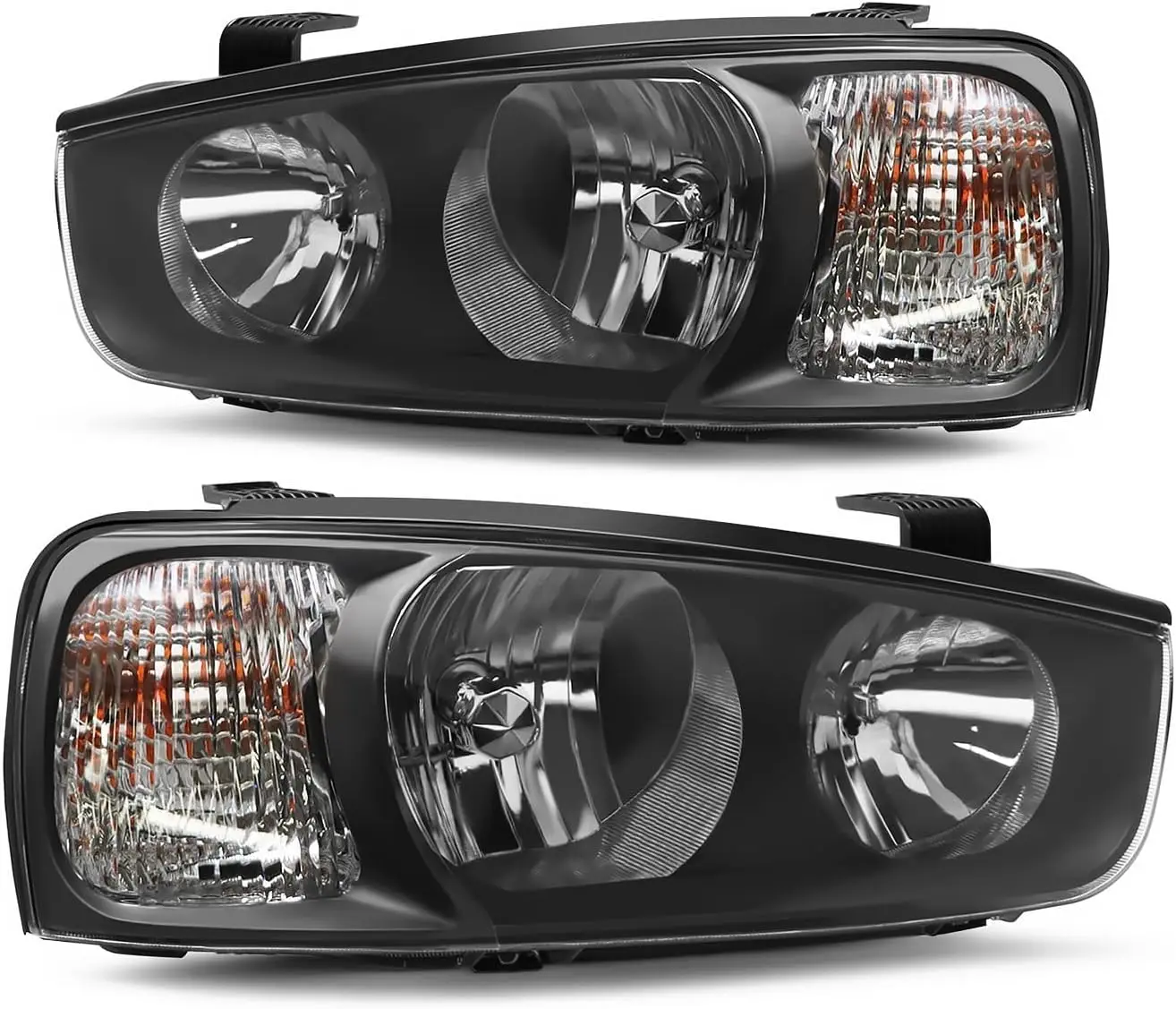 Pair Halogen Headlight Assembly Compatible with 2001-2003 Elan-tra - Includes Bulbs, OEM Part Numbers 921012D150 921022D150 HY25