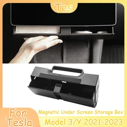 For Tesla Model 3/Y 2021-2023 Hidden Under Screen Storage Box Magnetic Center Console Organizer Dashboard Interior Accessories