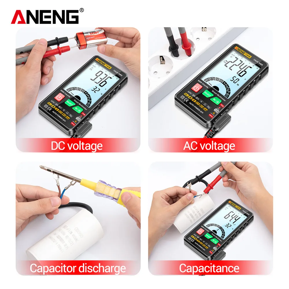 ANENG 616 Smart Multimeter 6000 Counts Digital AC/DC Voltage Meter Current Detector Capacimeter Professional Tester Tools